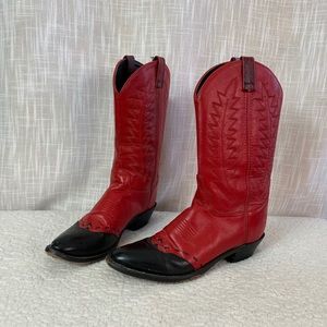 SCL Red/Black leather cowgirl boots. Pre-loved